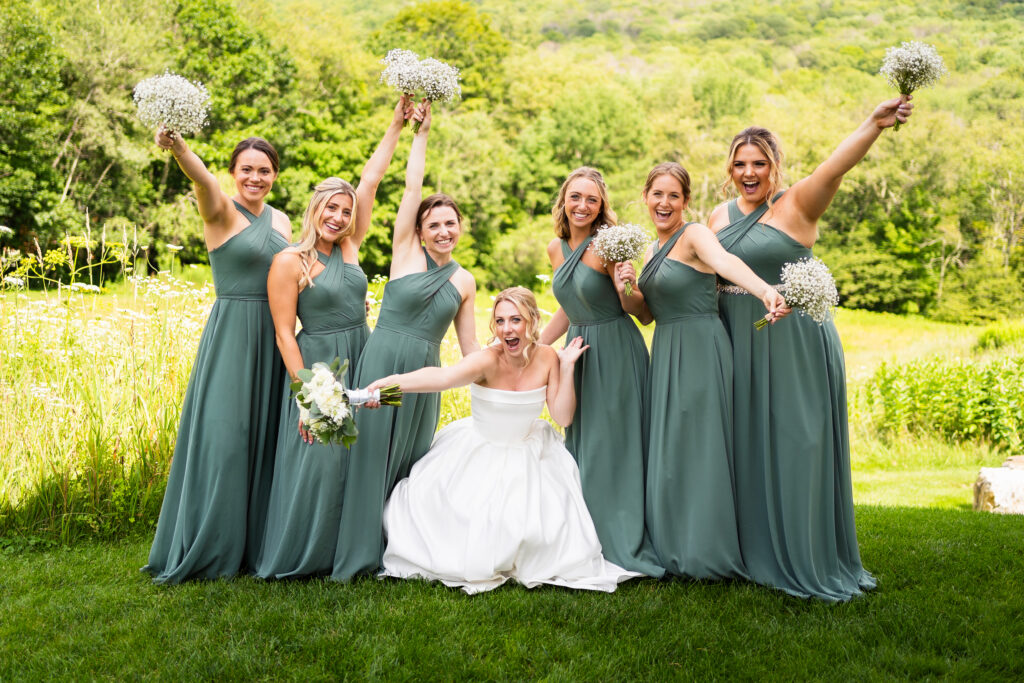 Bloom Meadows wedding photography bride and bridesmaids fun
